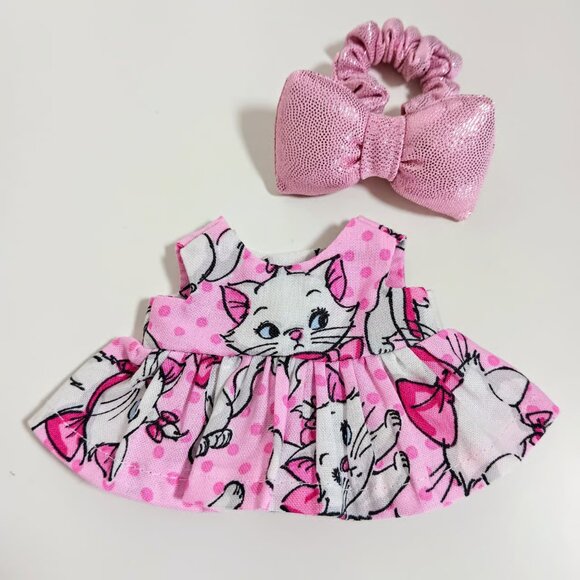 Labubu Disney Aristocats Marie Inspired Dress with Matching Metallic Bow Outfit - Picture 7 of 8